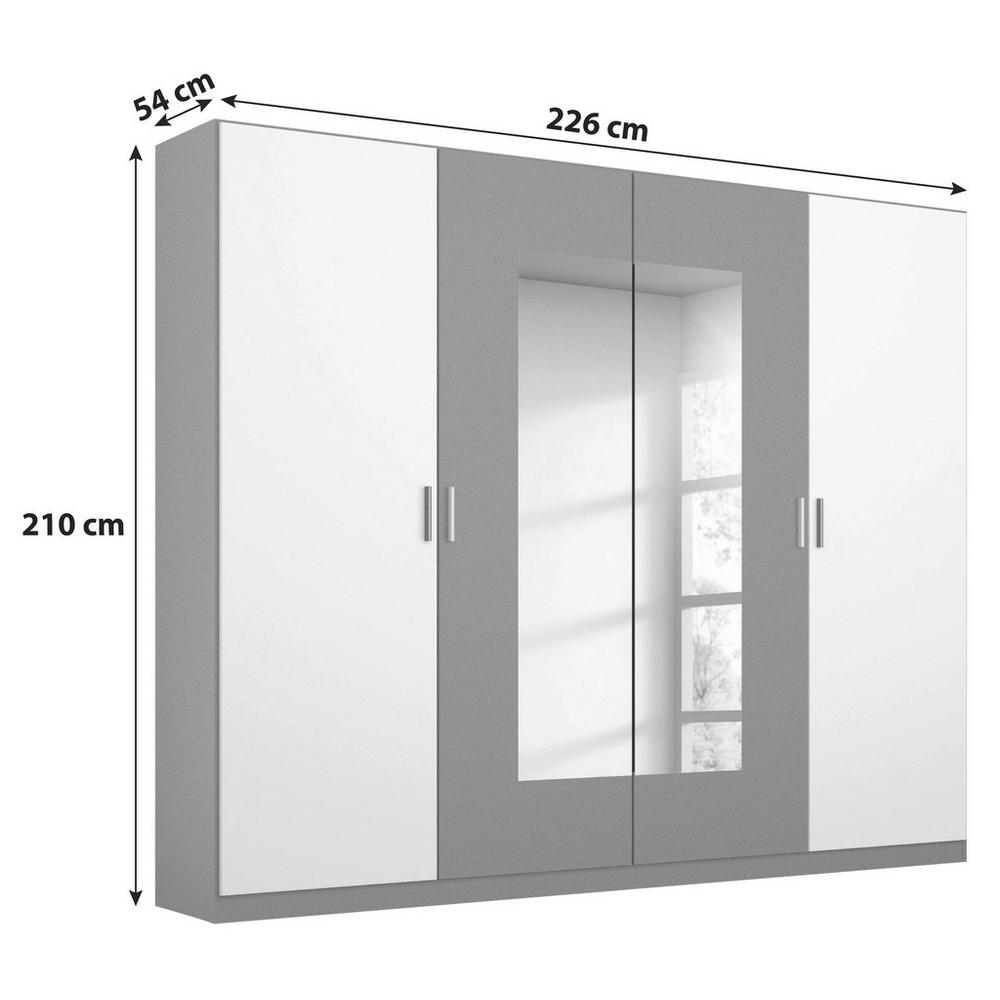 Skříň s otočnými dveřmi Borneo š: 226cm šedá/bílá