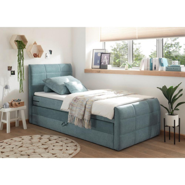 Boxspring postel KUBA 100x200 cm modrá