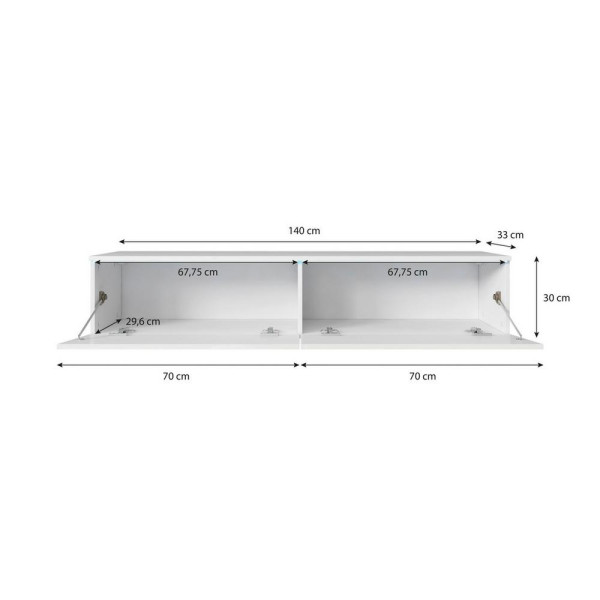 Nízká komoda s LED osvětlením 140cm