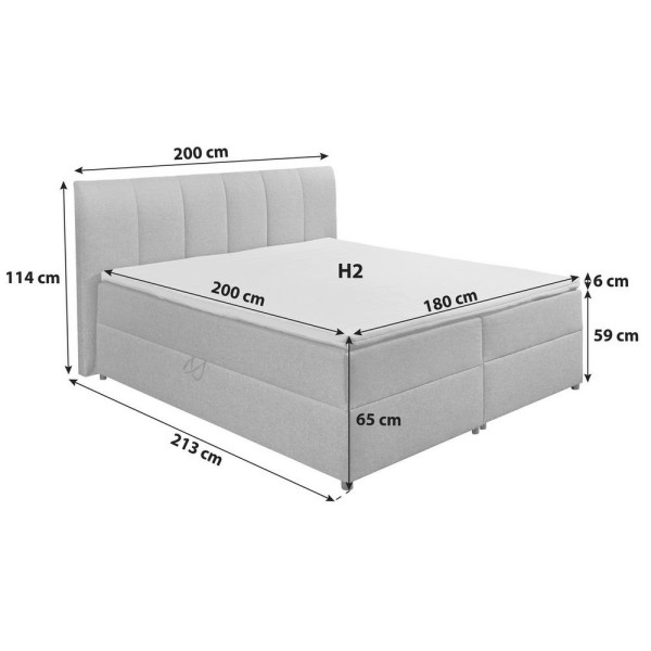 Boxspring postel GRANADA antracitová 180x200 cm